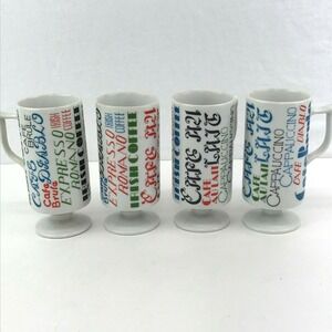 Set of 4 Royal Crown Colorful Footed Cups‎ Mugs Irish Coffee Espresso 3099 Japan